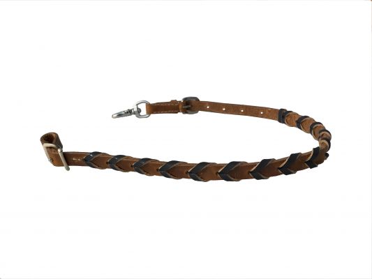 Showman Argentina Cow Leather wither strap with Color Braided leather accent #2